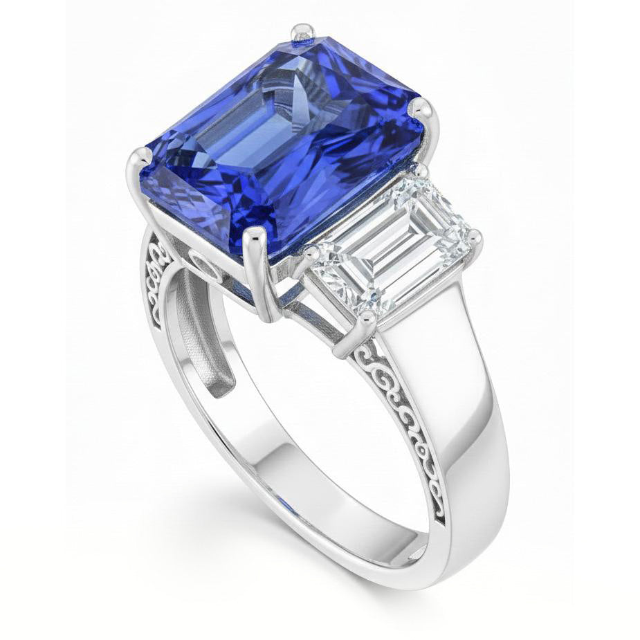 echter radiant diamant 5Karat ring Draufsicht