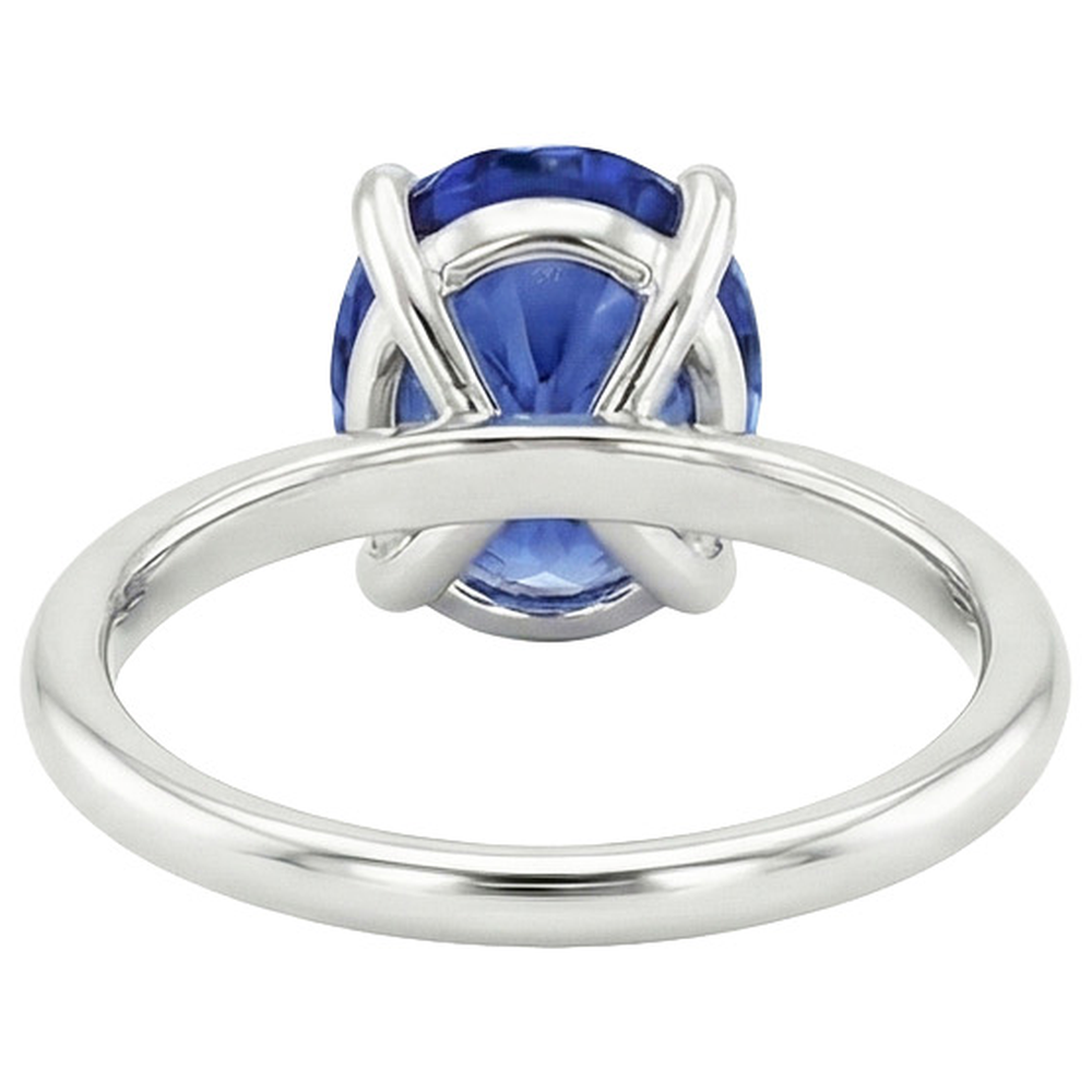 Weißgold Solitärring Schmuck Oval Ceylon Saphir 2 Karat