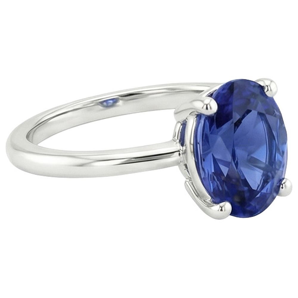 Weißgold Solitärring Schmuck Oval Ceylon Saphir 2 Karat