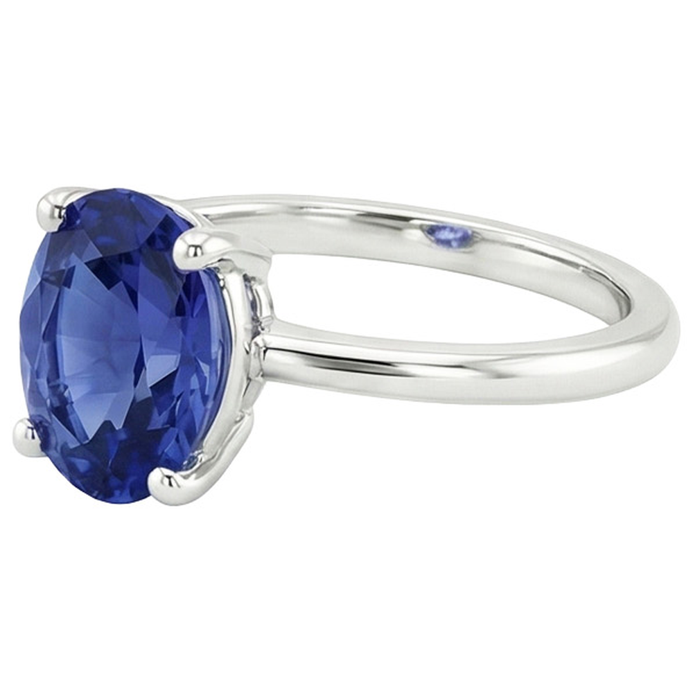 Weißgold Solitärring Schmuck Oval Ceylon Saphir 2 Karat