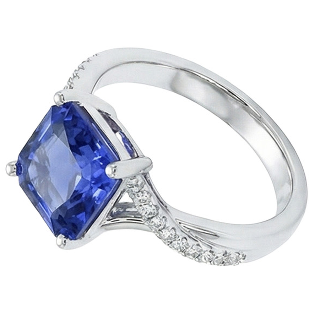 echter asscher diamant 4.50Karat ring Detailansicht