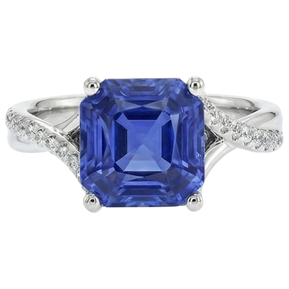 echter asscher diamant 4.50Karat ring Seitenansicht