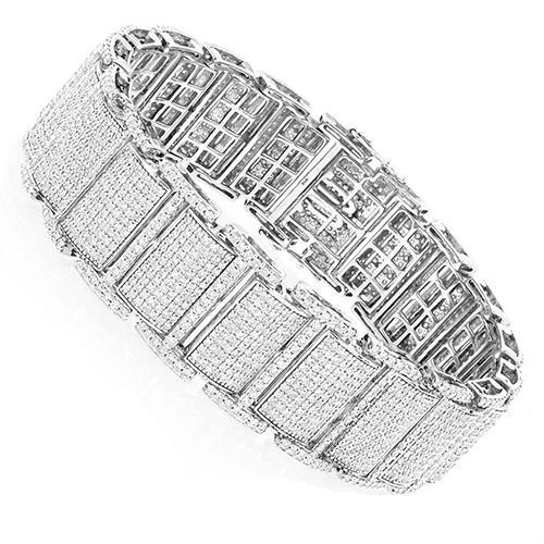 Weißgold 14K 23 Karat Rundschliff Echt Diamant Herrenarmband