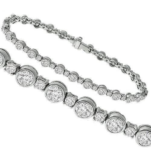 Weißgold 3.4 Kt. Rundschliff Echte Diamant Damen Tennisarmband Massiv