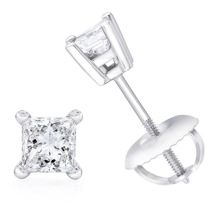 Weißgold Princess Cut 4 Karat Natürliche Diamanten Damen Ohrstecker