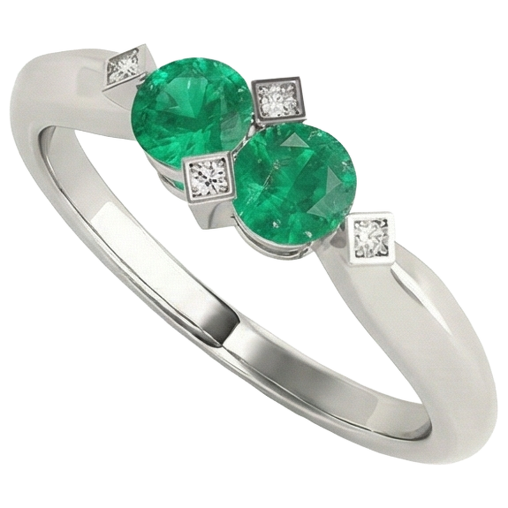Eleganter Edler Smaragd Edelstein-Ring 1 Karat – Schrägansicht