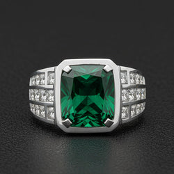 Kolumbianischer Smaragd Radiant-Schliff Männer-Ring 11,00 Karat