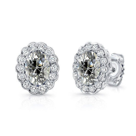Old Mine Cut Edler Diamant Ring in 14K Weißgold – Hauptansicht