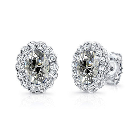 Old Mine Cut Edler Diamant Ring in 14K Weißgold – Hauptansicht