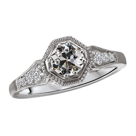 Akzent-Solitär-Ring 14K Weißgold mit Brillant – Hauptansicht