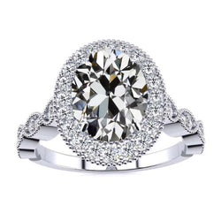 Natürlicher Diamant Halo-Ring – 14K Weißgold 3,50 Karat