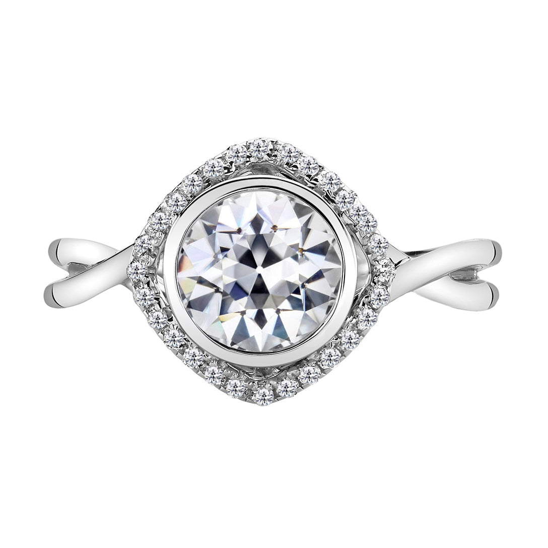 Edler Diamant Halo-Fassung Ring 2-Karat 14K Weißgold – Hauptansicht