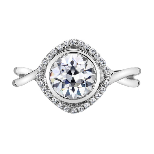 Edler Diamant Halo-Fassung Ring 2-Karat 14K Weißgold – Hauptansicht