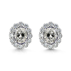 Antik-Kissen-Schliff Brillant Ohrringe 1 Karat – 14K Weißgold