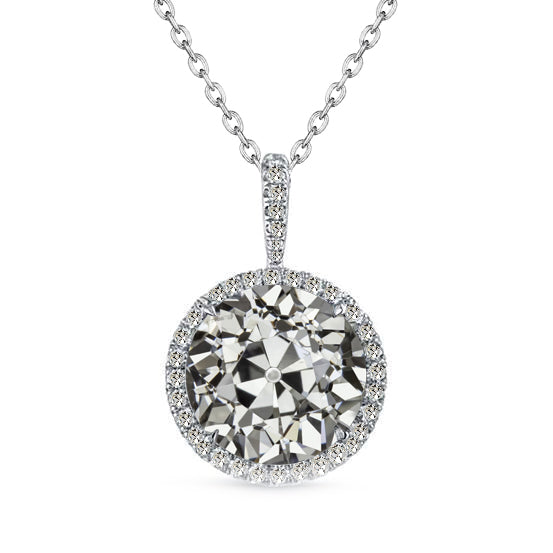 Diamant Old Mine Cut Hänge-Anhänger in 14K Weißgold – Hauptansicht