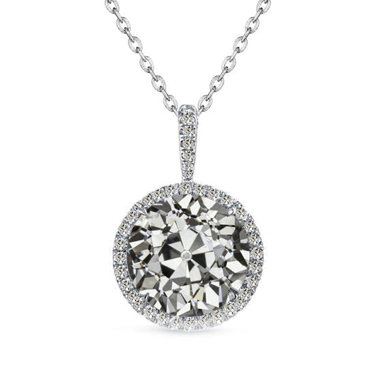 Diamant Old Mine Cut Hänge-Anhänger in 14K Weißgold – Hauptansicht
