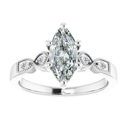 Antik-Kissen-Schliff Diamant Akzent-Solitär-Ring 1 Karat – 14K