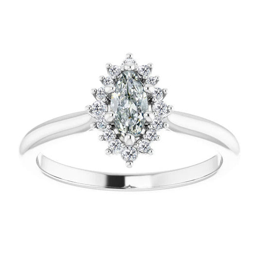 Edler Diamant Halo-Ring 1,50-Karat 14K Weißgold – Hauptansicht