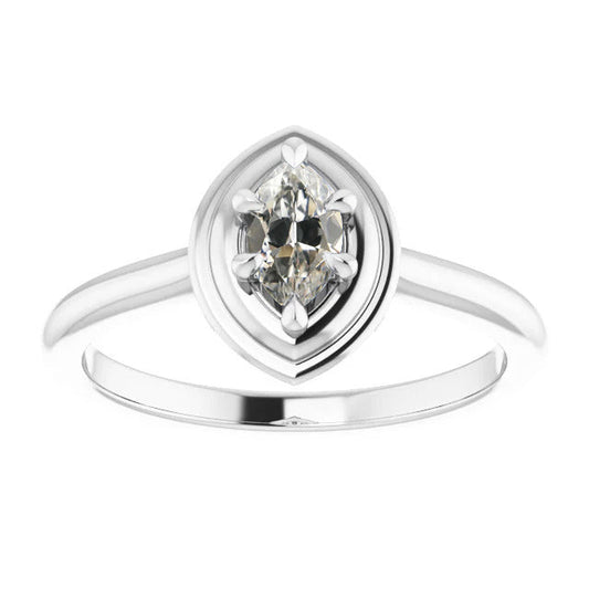 Diamant Marquise-Schliff Einzelstein-Ring in 14K Weißgold – Hauptansicht