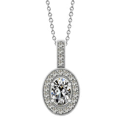 14 Karat Weißgold Old Mine Cut Brillant Anhänger 1 Karat
