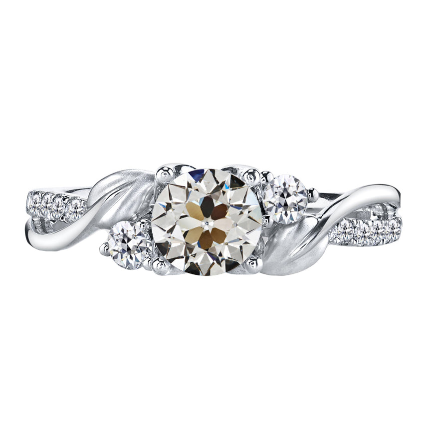 Solitär-Ring mit Akzenten 14K Weißgold mit Diamant – Hauptansicht