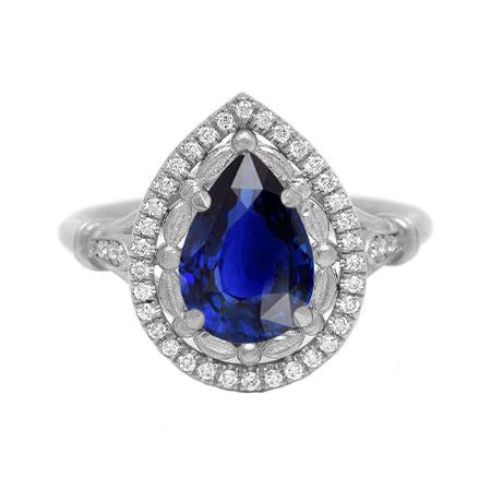 Edelstein-Ring 14 Karat Weißgold mit Royalblauer Saphir – Hauptansicht