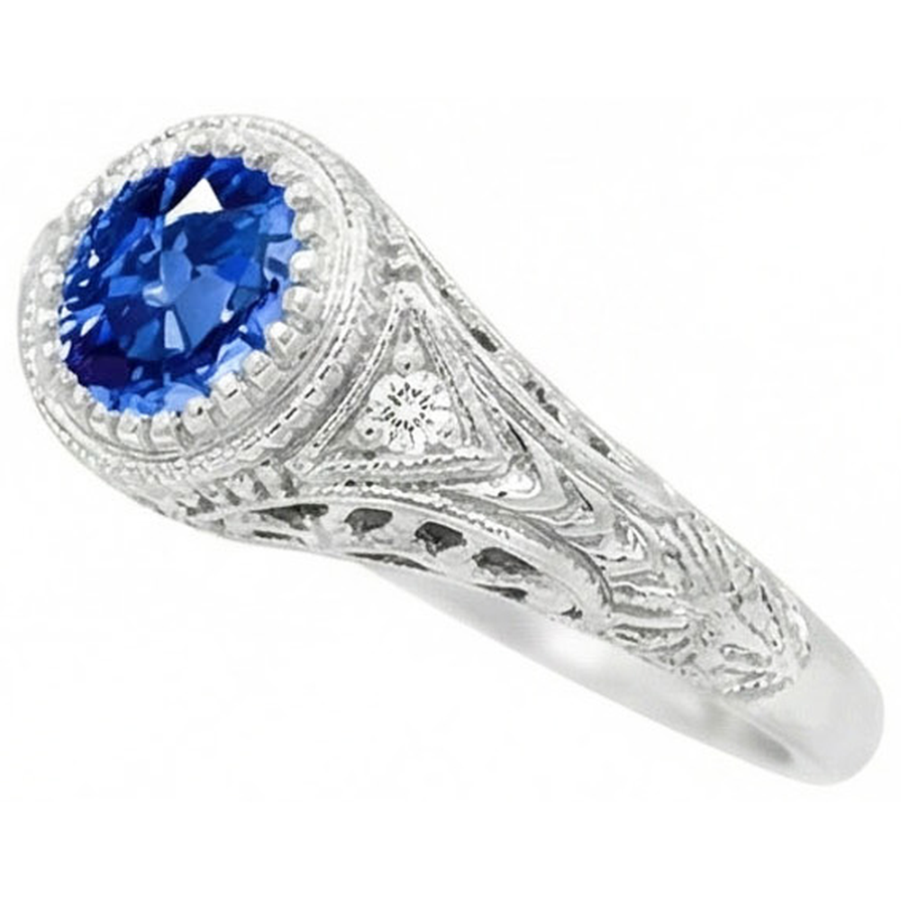 echter round saphir 1.25Karat ring Seitenansicht