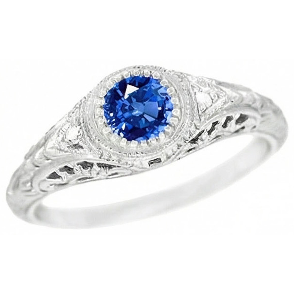echter round saphir 1.25Karat ring Vorderansicht