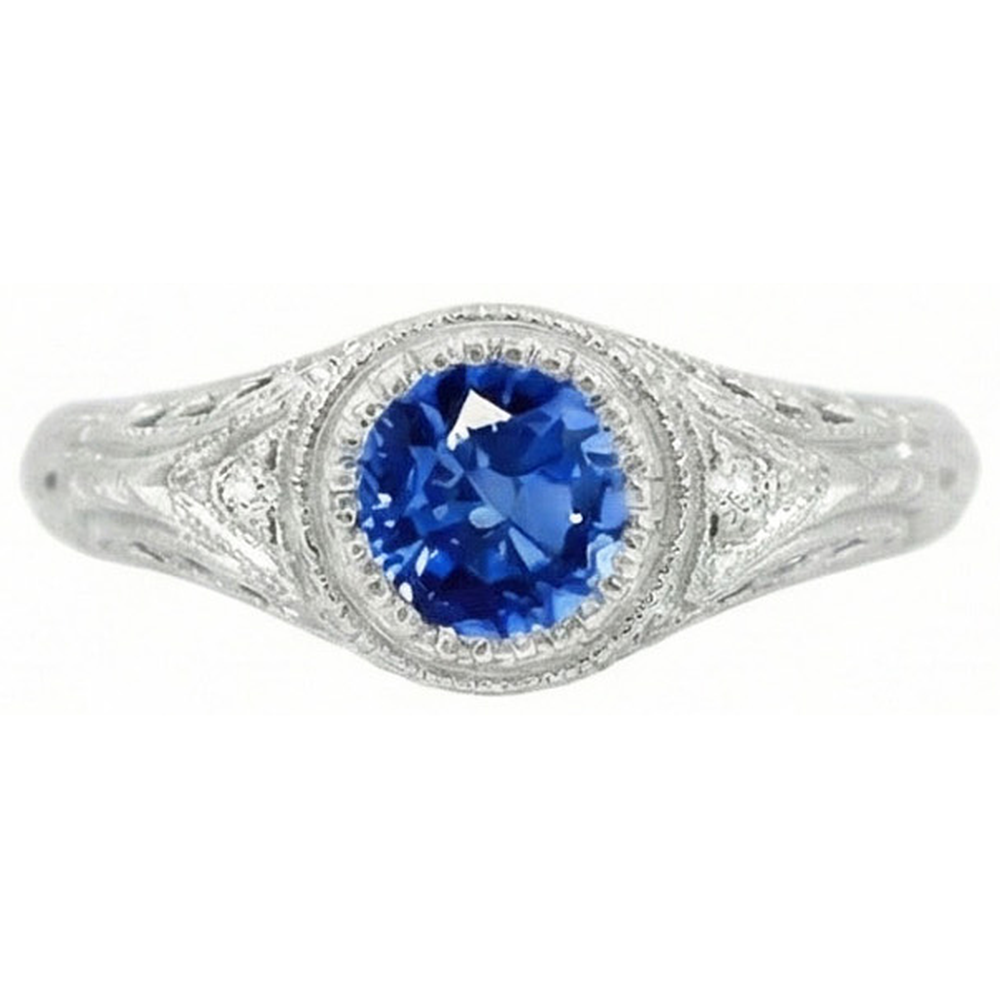 echter round saphir 1.25Karat ring Detailansicht
