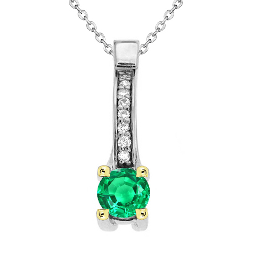 Kolumbianischer Smaragd Schmuckstein-Anhänger 1-Karat Bicolor 14K Gold – Hauptansicht