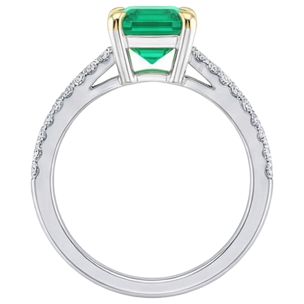 Handgemachter Edler Smaragd Edelstein-Ring 2 Karat – Draufsicht