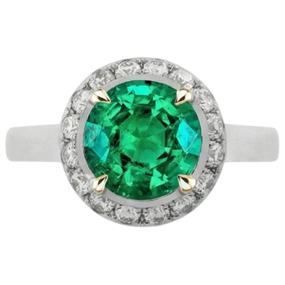 Edelstein-Ring Zweifarbiges 14K Gold mit Kolumbianischer Smaragd – Seitenansicht