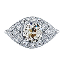 14 Karat Weißgold Jubiläumsband Edler Diamant Halo-Verlobungsring