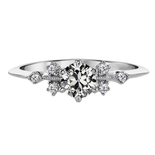 Old Mine Cut Brillant Ring in 14 Karat Weißgold – Hauptansicht