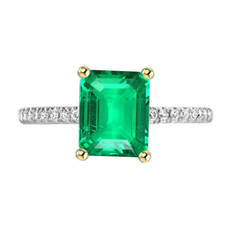 Authentischer Smaragd Schmuckstein-Ring – 14 Karat Zweifarbig
