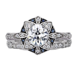 Brillanter Halo-Ring – Kornblumenblauer Saphir 2 Karat |