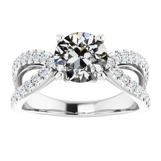 Antik-Kissen-Schliff Diamant Ring in 14K Weißgold – Hauptansicht