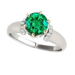 Edler Smaragd Edelstein-Ring – Pavé 2 Karat Zweifarbiges 14K Gold