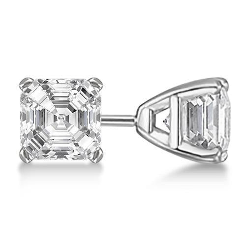 Wunderschöne Asscher Cut Echt Diamant Ohrstecker 2 Karat Weißgold 14K