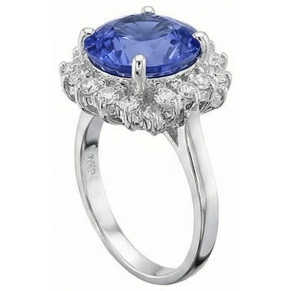 echter round tansanit 4Karat ring Detailansicht