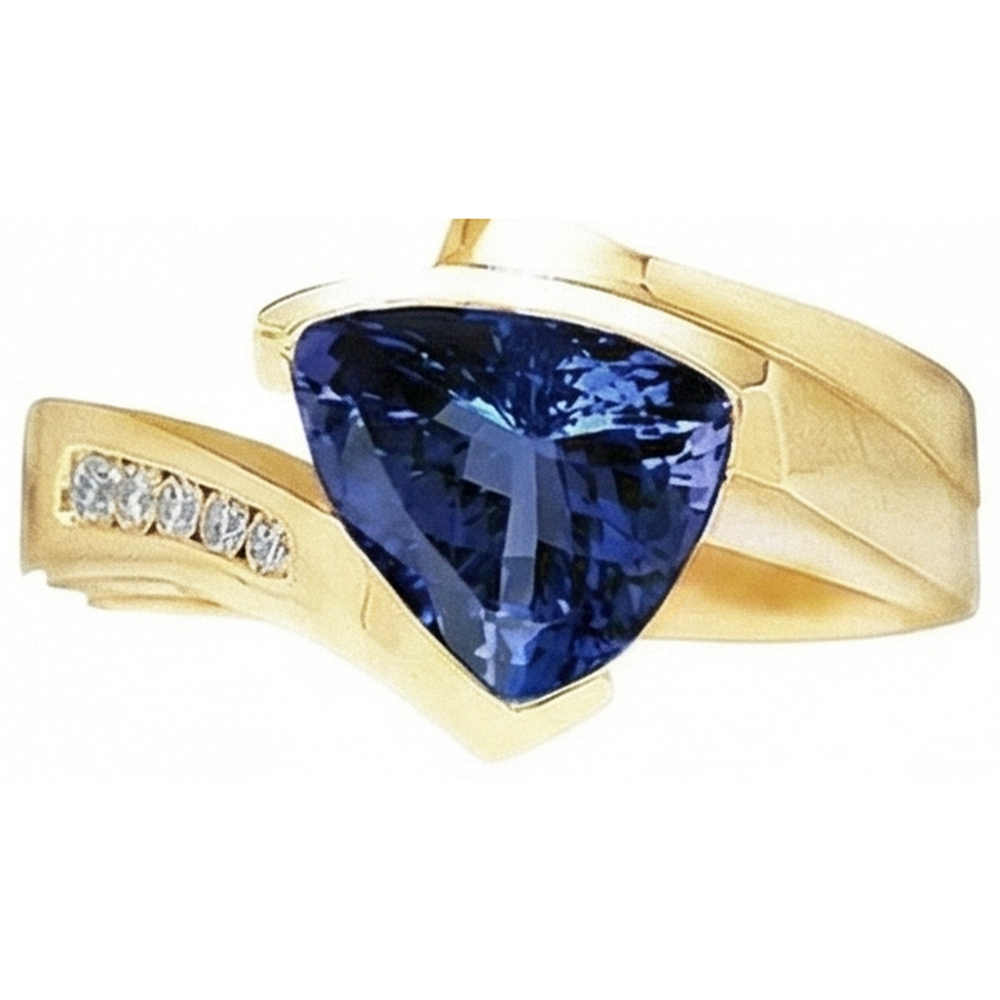 echter trillion tansanit 1.95Karat ring Seitenansicht