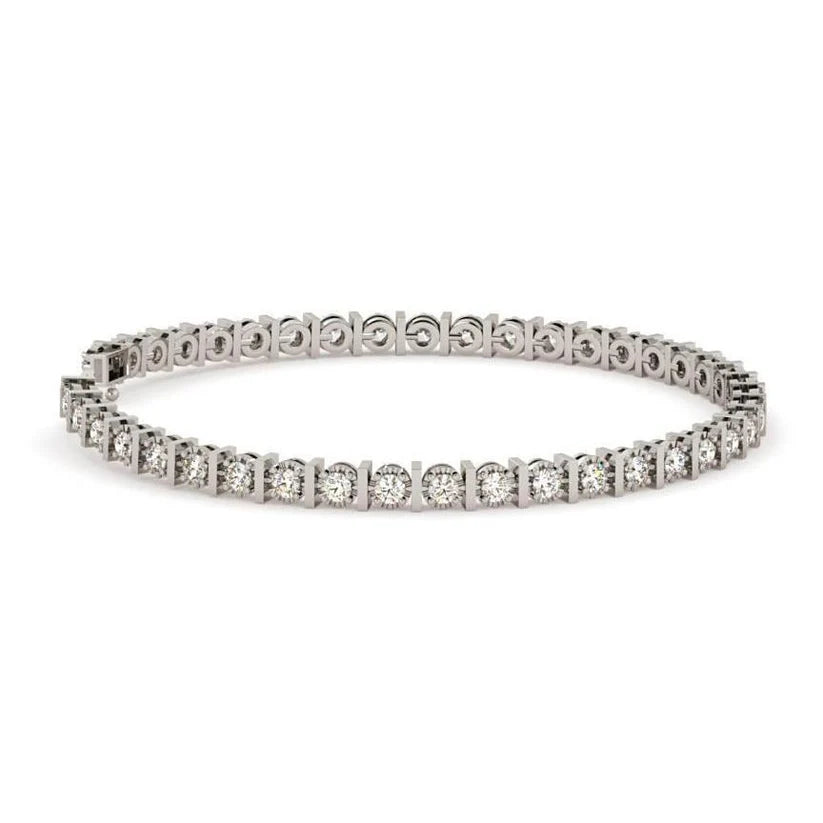 Wunderschöner Rundschliff Echt Diamant Tennisarmband Schmuck 4,20 ct Weißgold