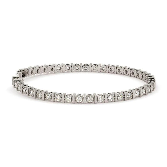 Wunderschöner Rundschliff Echt Diamant Tennisarmband Schmuck 4,20 ct Weißgold