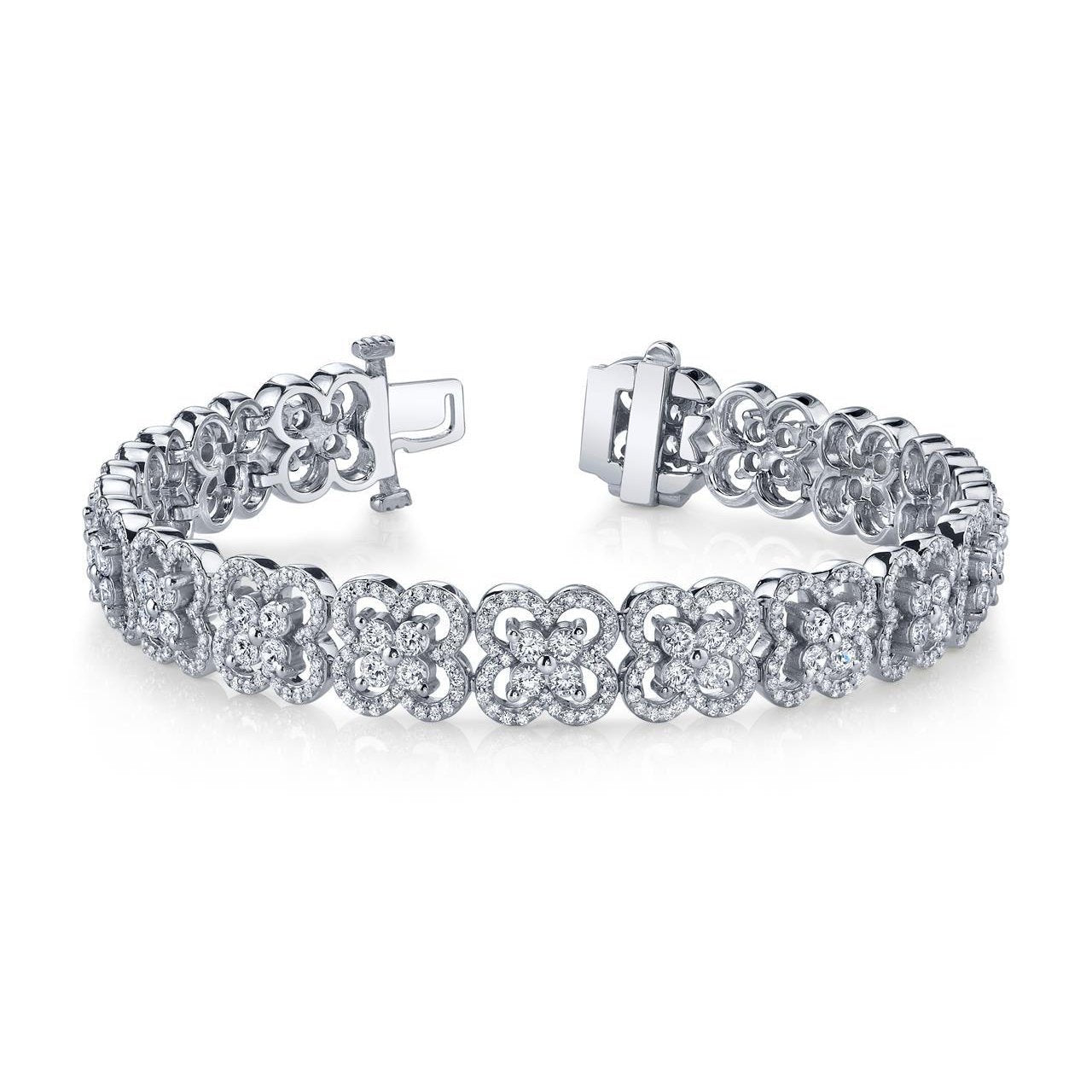 Wunderschönes Armband mit 12,20 Karat Echt Diamanten Iim Rundschliff, Blühende Schönheit, Weiß