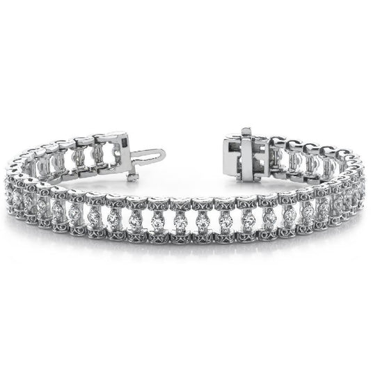 Wunderschönes Natürliche Diamantarmband Im Rundschliff Weißgold Feiner Schmuck 4 Kt