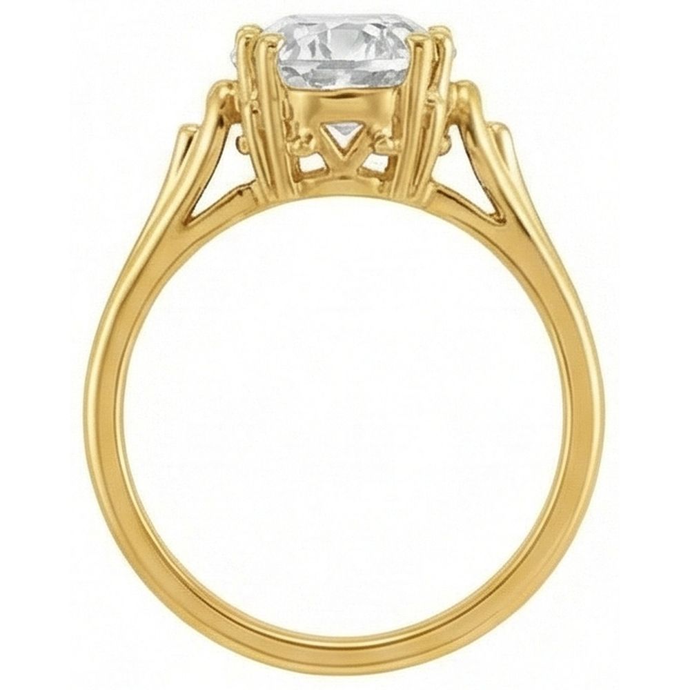 Erdgewonnener Brillant Solitär-Verlobungsring 5 Karat 14 Karat Gelbgold – Schrägansicht