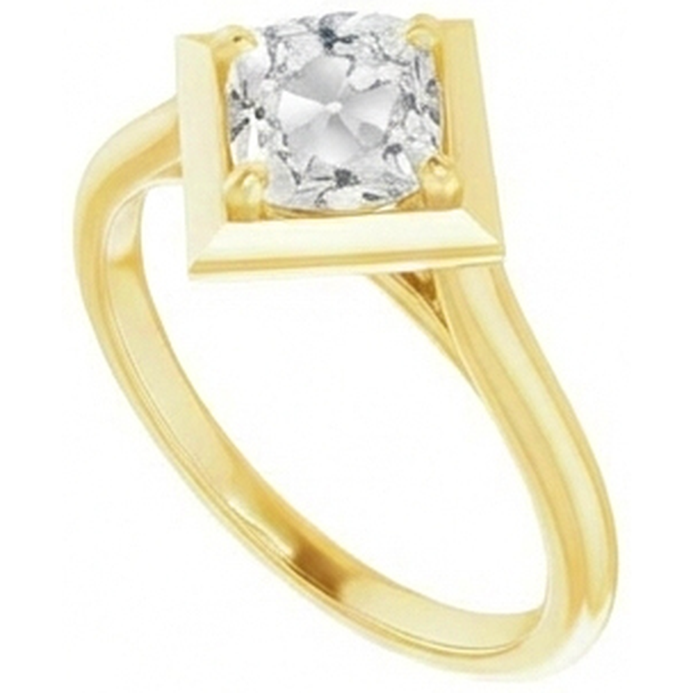 Natürlicher Brillant Einzelstein-Ring 5 Karat 14 Karat Gelbgold – Frontansicht