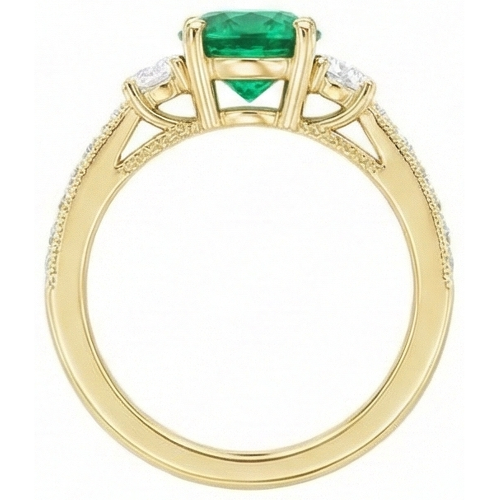 Designer Edler Smaragd Edelstein-Ring 2 Karat – Draufsicht