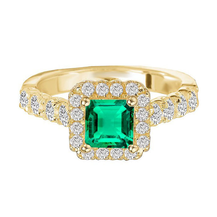 Edler Smaragd Edelstein-Ring 2,50-Karat 14K Gelbgold – Hauptansicht