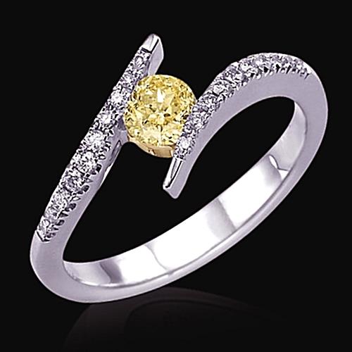 Maßgefertigter Brillant Solitär-Ring mit Akzenten 1 Karat – Hauptansicht